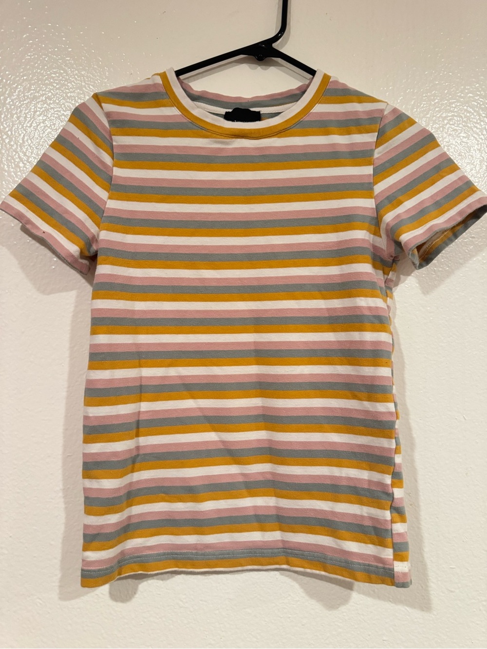 Lumiere Striped Short Retro Striped Sleeve Tee in Thick Cotton